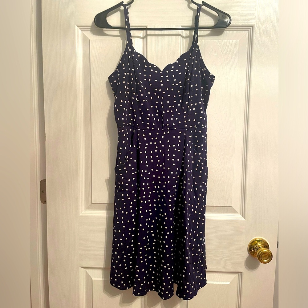 41 Hawthorn Navy Polka Dot Dress with Pockets